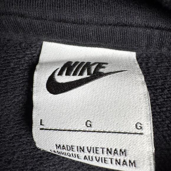 Vintage Nike Swoosh Hoodie Men’s Large Black Embroidered Logo Skate Check Y2K - Picture 2 of 6